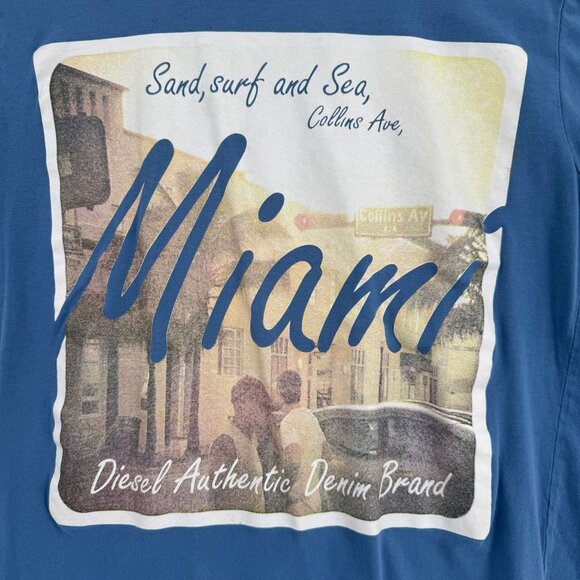 Diesel Jeans Miami Graphic T-Shirt Women's Size Small/15 Blue - Picture 3 of 7